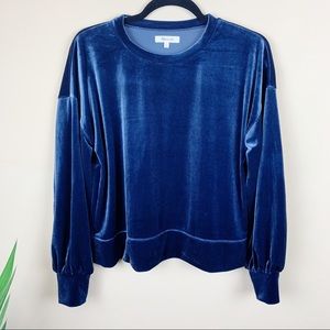 Madewell Blue Velvet Crewneck Sweatshirt Small
